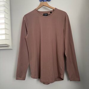 Cuts Men’s Large AO Long Sleeve Curve Hem Tee Mauve Pink Workout Active